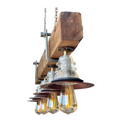 Crossarm Beam Chandelier Insulator Light - Edison Bulb - Chandeliers