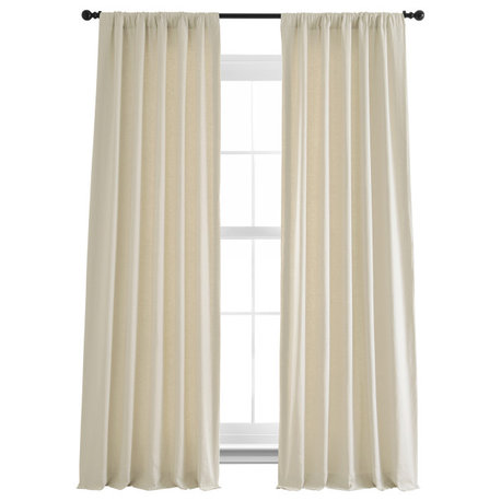 French Linen Curtain Single Panel, Ancient Ivory, 50"x96"