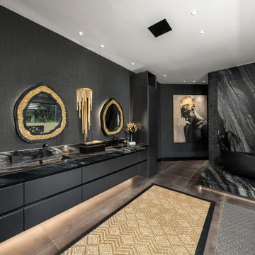 Versace-inspired primary bathroom suite