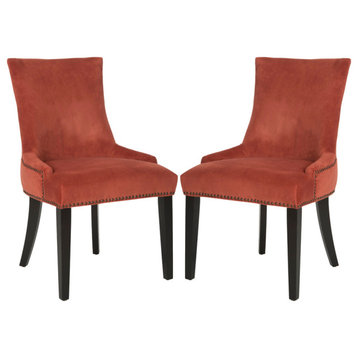Safavieh Lester Dining Chairs, Set of 2, Rust, Fabric, Espresso