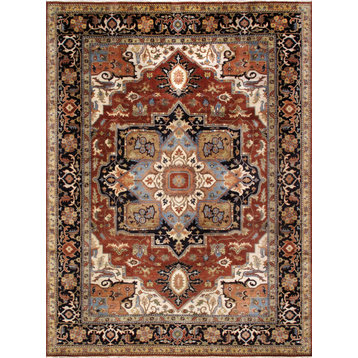 Serapi Hand-Knotted Wool Rust/Navy Area Rug- 9' x 12'