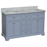 Kitchen Bath Collection - Aria 60" Bathroom Vanity, Powder Blue, Carrara Marble, Double Vanity - The Aria: showroom looks with everyday practicality.