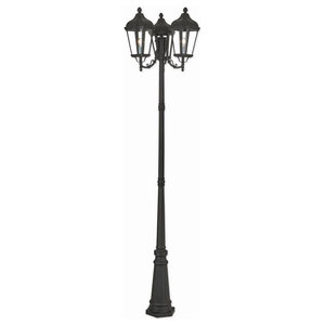Triple-Heads Street Vintage Outdoor Garden Solar Lamp Post Light Lawn -  Traditional - Post Lights - by MYFUN CORP | Houzz