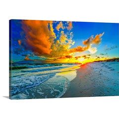 GreatBigCanvas Colorful Ocean Sunset Red Blue V 24-in H x 18-in W Abstract Print on Canvas | 2528580-24-18X24