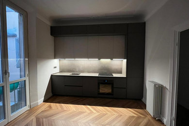 Idee per una cucina lineare contemporanea di medie dimensioni