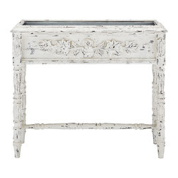 Merle White Tray Flower Console - Serving Dishes And Platters