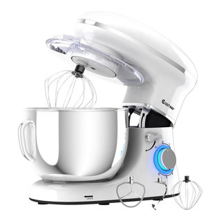 Hand Mixer Electric,7-Speed Electric Hand Mixer,with 2 Dough Hooks 2  Beaters,110V, 50/60Hz,Beaters and Whisk,White