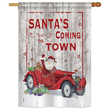 Santa's Coming to Town Winter, Seasonal House Flag 28"x40"
