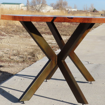 Pecan Table with Custom Metal Base