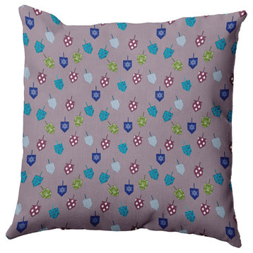 Dreidel Pattern Indoor/Outdoor Throw Pillow, Light Purple, 18"x18"