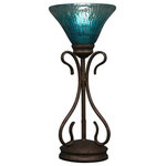 Toltec Lighting - Toltec Lighting 31-BRZ-458 Swan - 7" One Light Table Lamp - Swan Mini Table Lamp Shown In Bronze Finish With 7" Vanilla Leaf Glass.Assembly Required: TRUE Shade Included: TRUE Warranty: 1 Year* Number of Bulbs: 1*Wattage: 75W* BulbType: Medium Base* Bulb Included: No