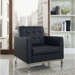 Florence Style Black Leather Armchair - Armchairs And Accent Chairs