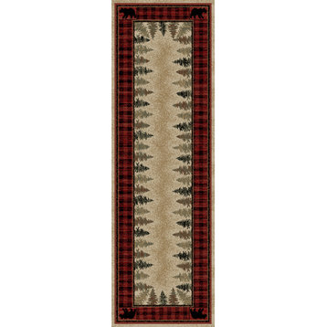 Hearthside Four Corners Red Lodg Area Rug, 2'3"x7'7"