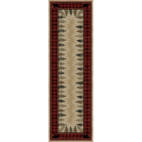 Hearthside Four Corners Red Lodg Area Rug, 2'3"x7'7"