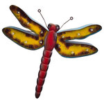 Melrose International - Dragonfly Wall Plaque w/LED Bulbs 19"H Metal - LED Dragonfly wall plaque in hues of red, yellow and blue.