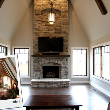 Great Room Stone Fireplace Prairie Village, Kansas