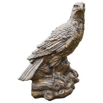 Jim's Otisco Concrete Eagle Statue in Two Tone Brassy Bronze Finish