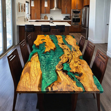 Olive Wood Live Edge Green River Table for a Nature