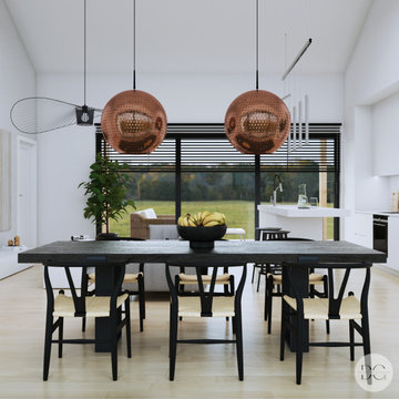 Bola lamp - copper in a minimalist dining room