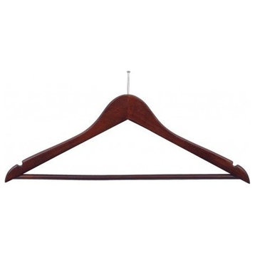 Wooden Anti-Theft Security Suit Hanger, Walnut/Chrome Finish, Box of 100