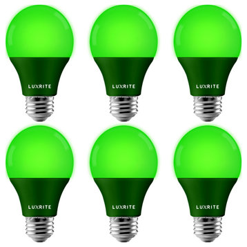 Luxrite A19 LED Green Light Bulb 8W UL Listed Indoor Outdoor 6 Pack