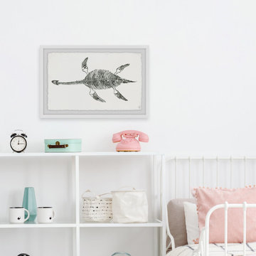 "Elasmosaurus Skeleton" Framed Painting Print