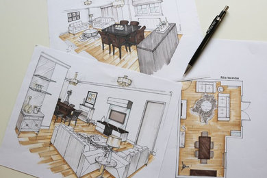 Handmade drawings, plans and perspectives