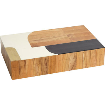 Wooden Inlaid Box - Black, Ivory, Large