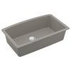 Karran Undermount Quartz 32" Single Bowl Kitchen Sink Kit, Concrete