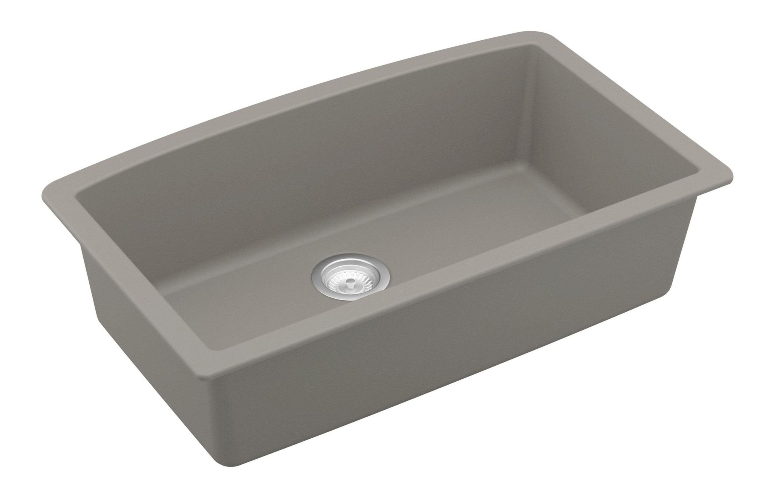 Karran Undermount Quartz 32" Single Bowl Kitchen Sink Kit, Concrete