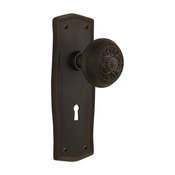 Prairie Plate with Keyhole Privacy Egg and Dart Door Knob, Oil-Rubbed Bronze
