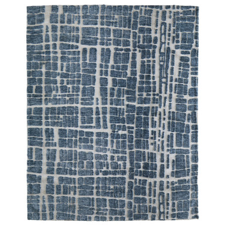 Oliena R8A58 Modern/Bohemian & Eclectic/Industrial Accent Rug, Blue, 3'6"x5'6"
