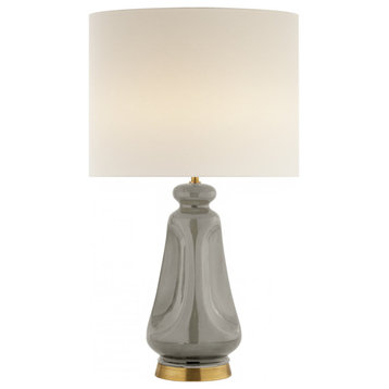 Kapila Table Lamp, 2-Light, Shellish Gray, Linen Shade, 33"H