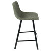 LumiSource Outlaw Counter Stool, Green PU, Set of 2