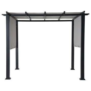 Hanover 8x10' Metal Pergola With an Adjustable Gray Canopy