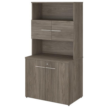 Office 500 Tall Storage Cabinet with Doors in Modern Hickory - Engineered Wood