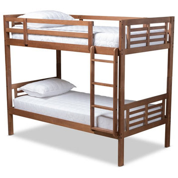 Baxton Studio Liam  and  Walnut Brown Finished Wood Twin Size Bunk Bed