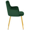Salvatore Black Velvet Dining Chair Set of 2, Green, Gold Base