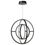 Artcraft Lighting - Celestial 65W LED Orb Chandelier, Matte Black - The "Celestial" collection double orb is truly unique and stylish. The matte black finish on this double frame is eye catching. Illuminated by bright energy efficient integrated LED, this chandelier would fit in any surrounding, especially in transitional to contemporary settings. Smaller 16" size also available.