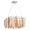 Stratus Chandelier, Chrome Frame Amber and Frosted Glass