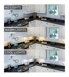 How does under counter lighting cool vs warm affect overall look?