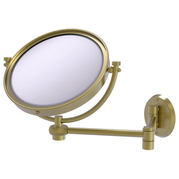 8" Wall-Mount Extending Twist Makeup Mirror 5X Magnification, Satin Brass