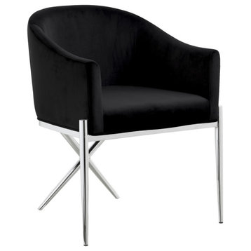 The Parker Dining Chair, Velvet, Black, Chrome Legs