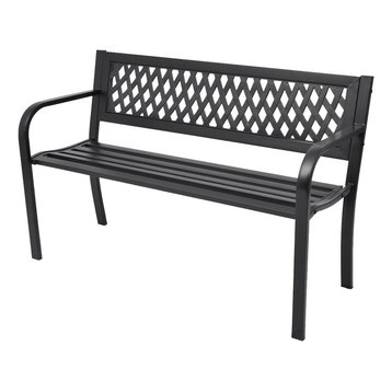 vidaXL Steel Garden Bench, Black
