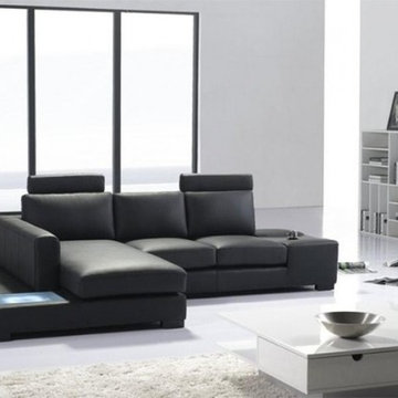 Modern Leather Sectional Sofa in Black
