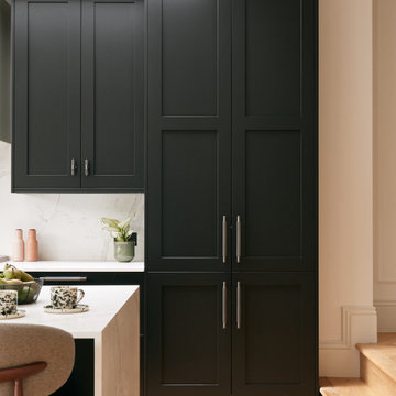 Black Shaker Kitchen with Silver Accents
