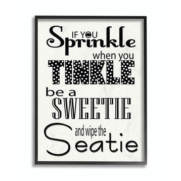 Stupell Industries If You Sprinkle When You Tinkle B&W Bath Art, 11"x14", Black