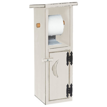 Farmhouse Pine Outhouse Toilet Paper Holder, Antique White