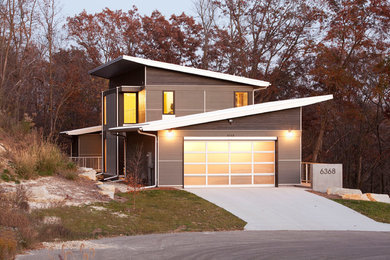 Mid-sized modern two-story exterior home idea in Minneapolis