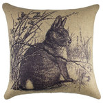 The Watson Shop - Bunny Burlap Pillow, Black - Add a bit of charm to your living space! This handmade burlap pillow features a lovely little bunny print. Its muted black color and natural elements make this piece perfect for almost any decor, from country to rustic. Place it on a sofa, bed, or chair for a touch of comfort and rustic appeal.